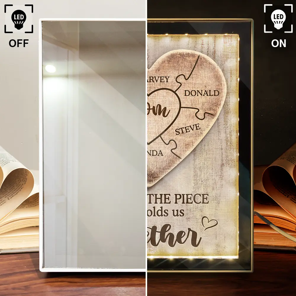 Hold Us Together - Personalized LED Mirror Frame Lamp - Image 4