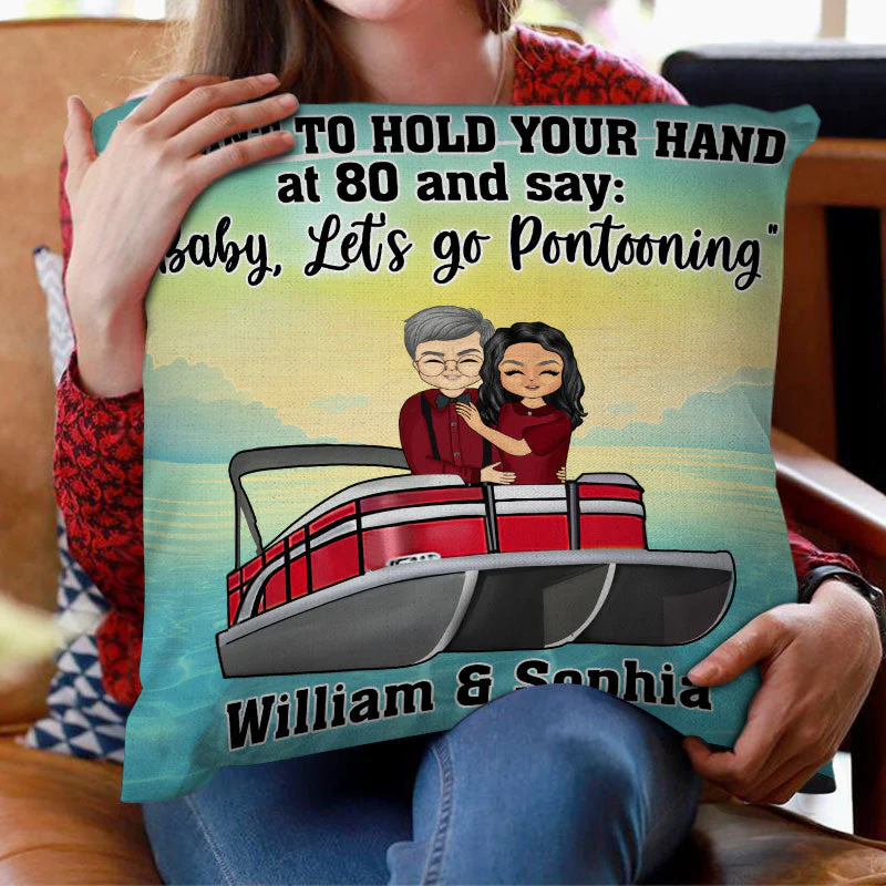 Hold Your Hand At 80 - Gift For Pontoon Couple - Personalized Custom Pillow - Image 2