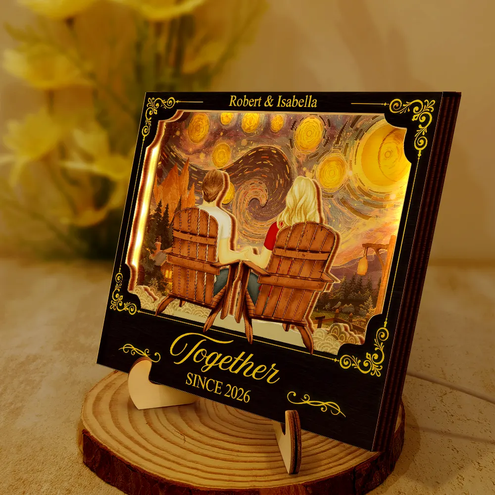 Holding Hands Couple My Favorite Place Is Next To You - Personalized LED Light Wooden Plaque - Image 2