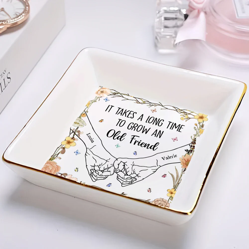 Holding Hands It Takes A Long Time To Grow An Old Friend - Personalized Ring Dish - Image 2