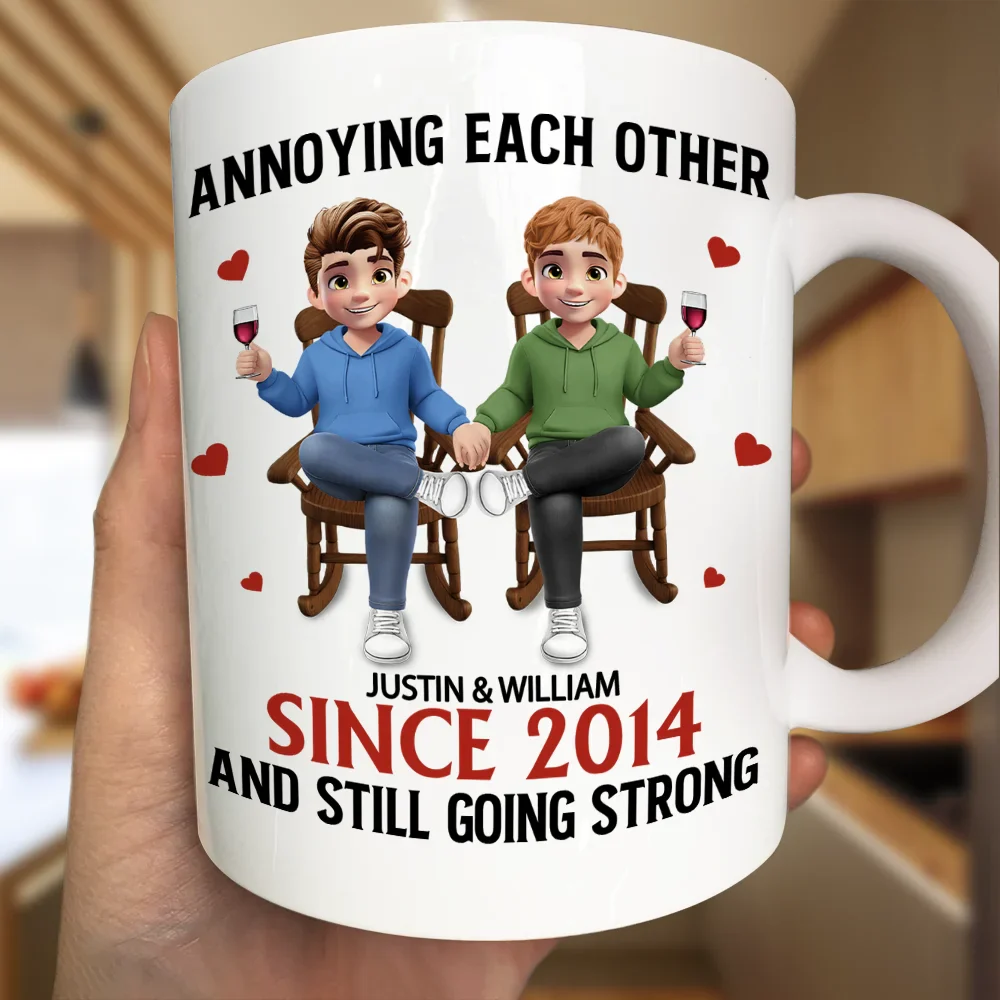 Holding Hands Sitting Couple Annoying Each Other - Personalized Mug - Image 3