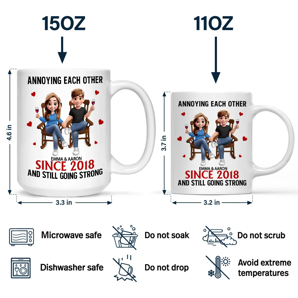Holding Hands Sitting Couple Annoying Each Other - Personalized Mug - Image 4