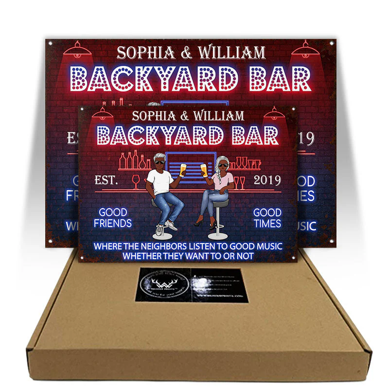 Home Bar Listen To The Good Music Husband Wife - Couple Gift - Personalized Custom Classic Metal Signs - Image 3