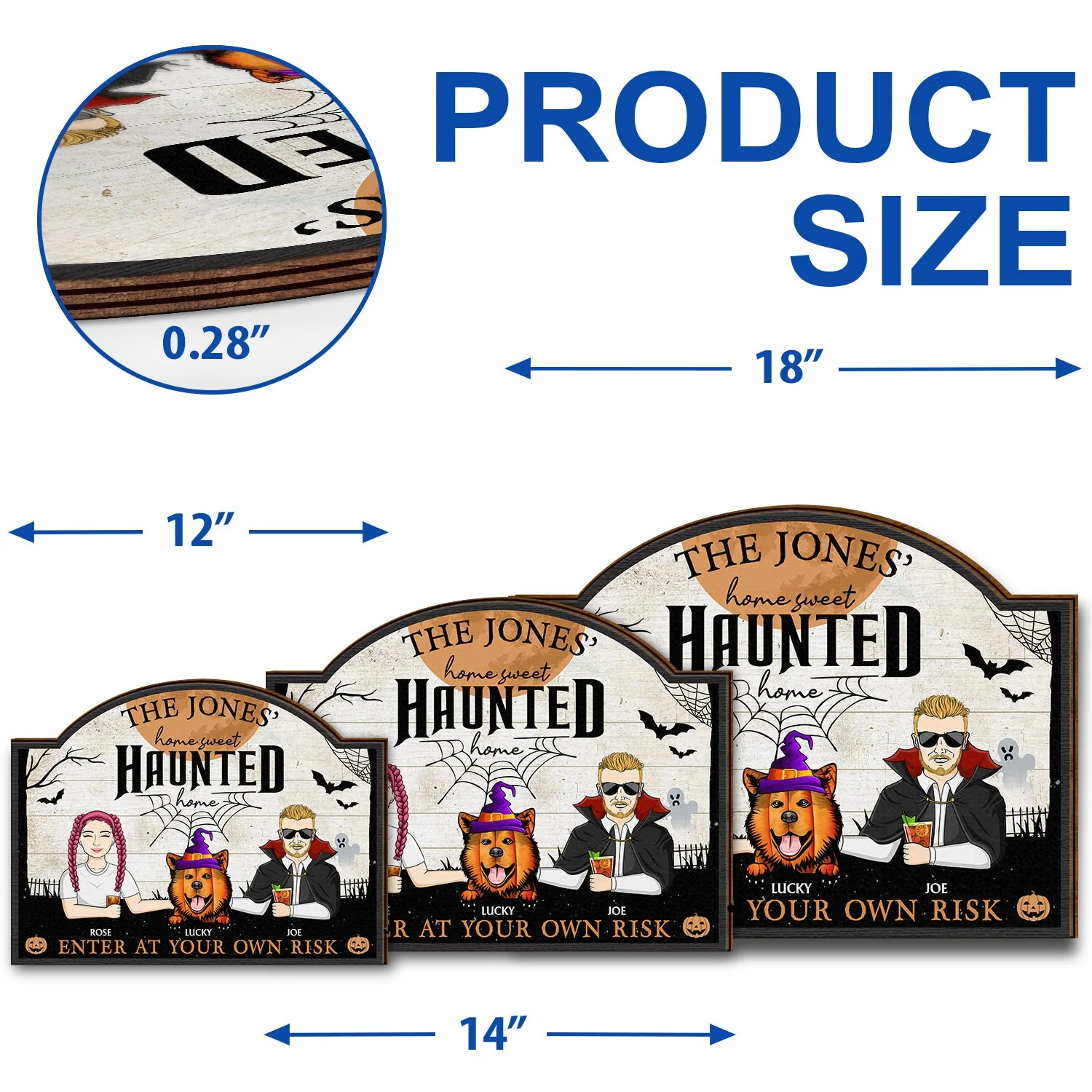 Home Haunted Home Enter At Your Own Risk - Halloween, Birthday, Home Warming, Funny Gift For Couples, Dog, Cat Lovers - Personalized Custom Shaped Wood Sign - Image 5