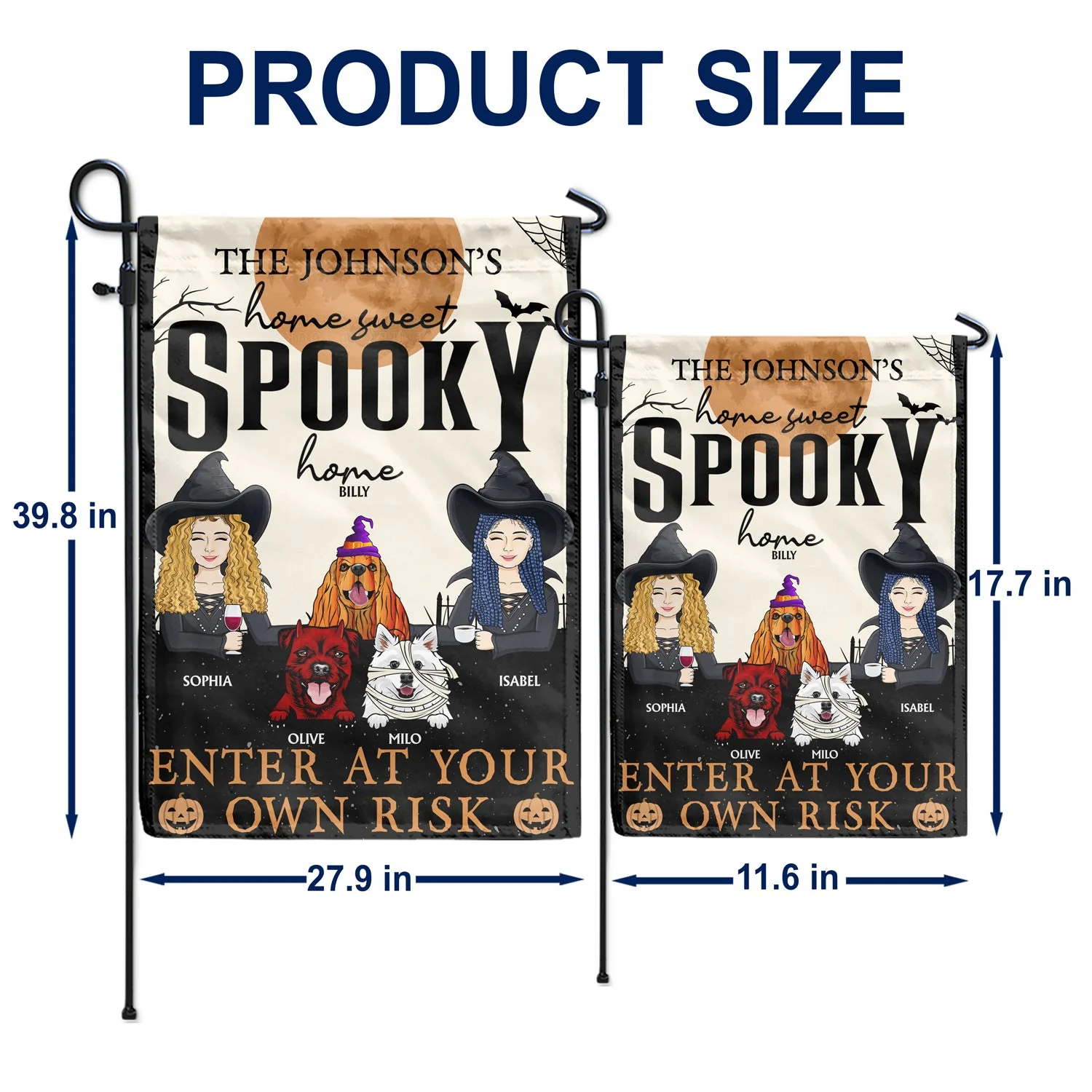 Home Haunted Home Enter At Your Own Risk - Halloween, Birthday, Home Warming, Funny Gift For Couples, Dog, Cat Lovers - Personalized Flag - Image 5