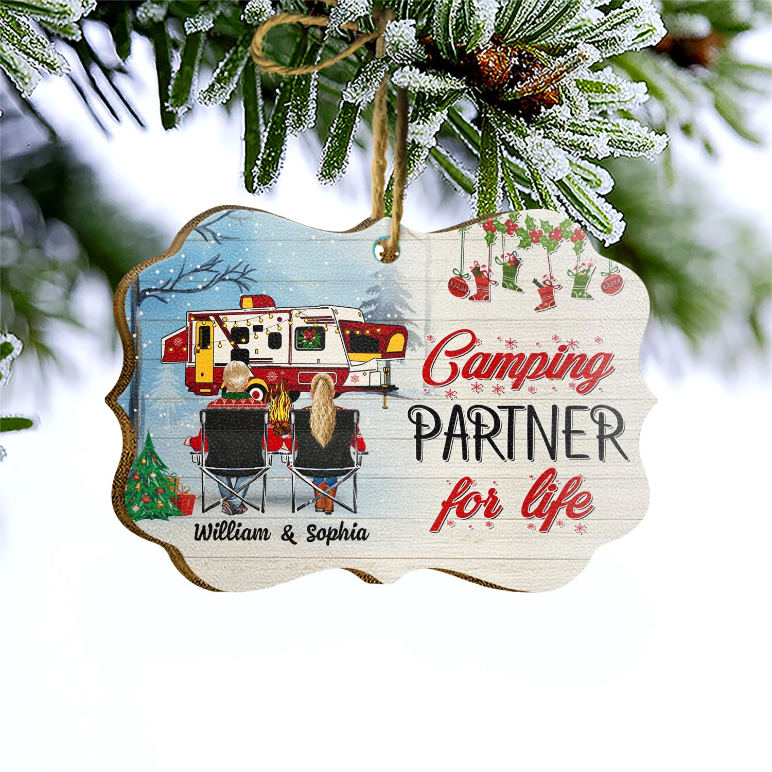Home Is Where - Gift For Camping Lovers - Personalized Custom Wooden Ornament, Aluminum Ornament - Image 4