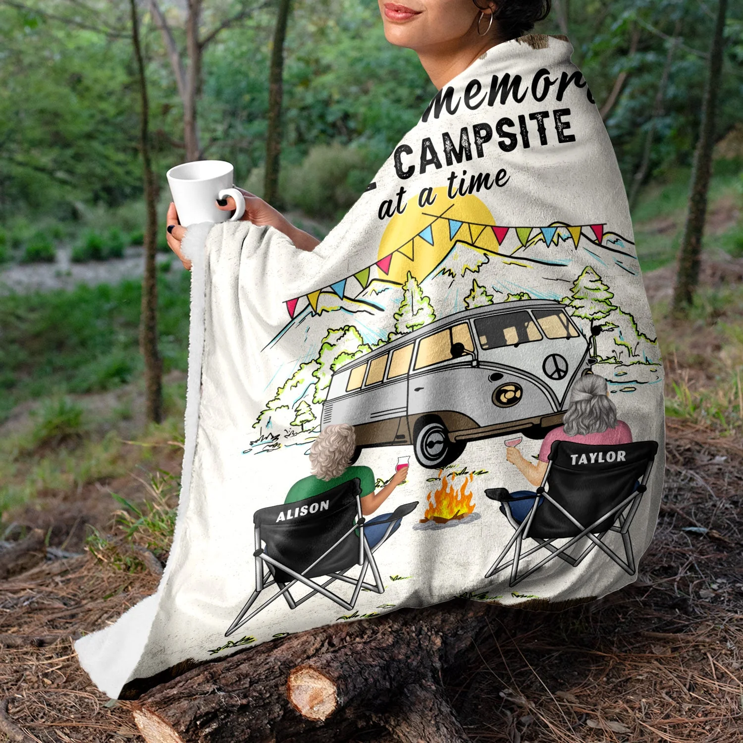 Home Is Where Making Memories One Campsite At A Time - Camping Family Gift - Personalized Fleece Blanket - Image 3