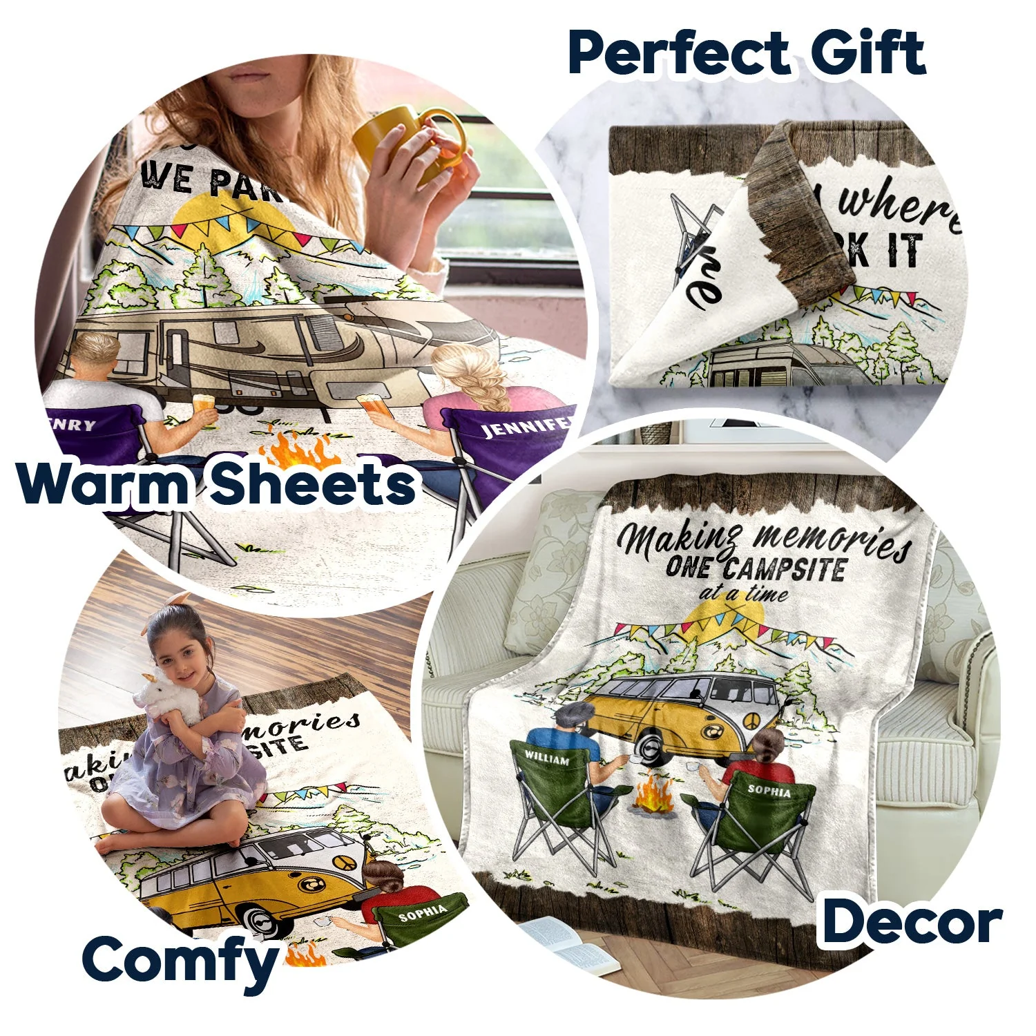Home Is Where Making Memories One Campsite At A Time - Camping Family Gift - Personalized Fleece Blanket - Image 5