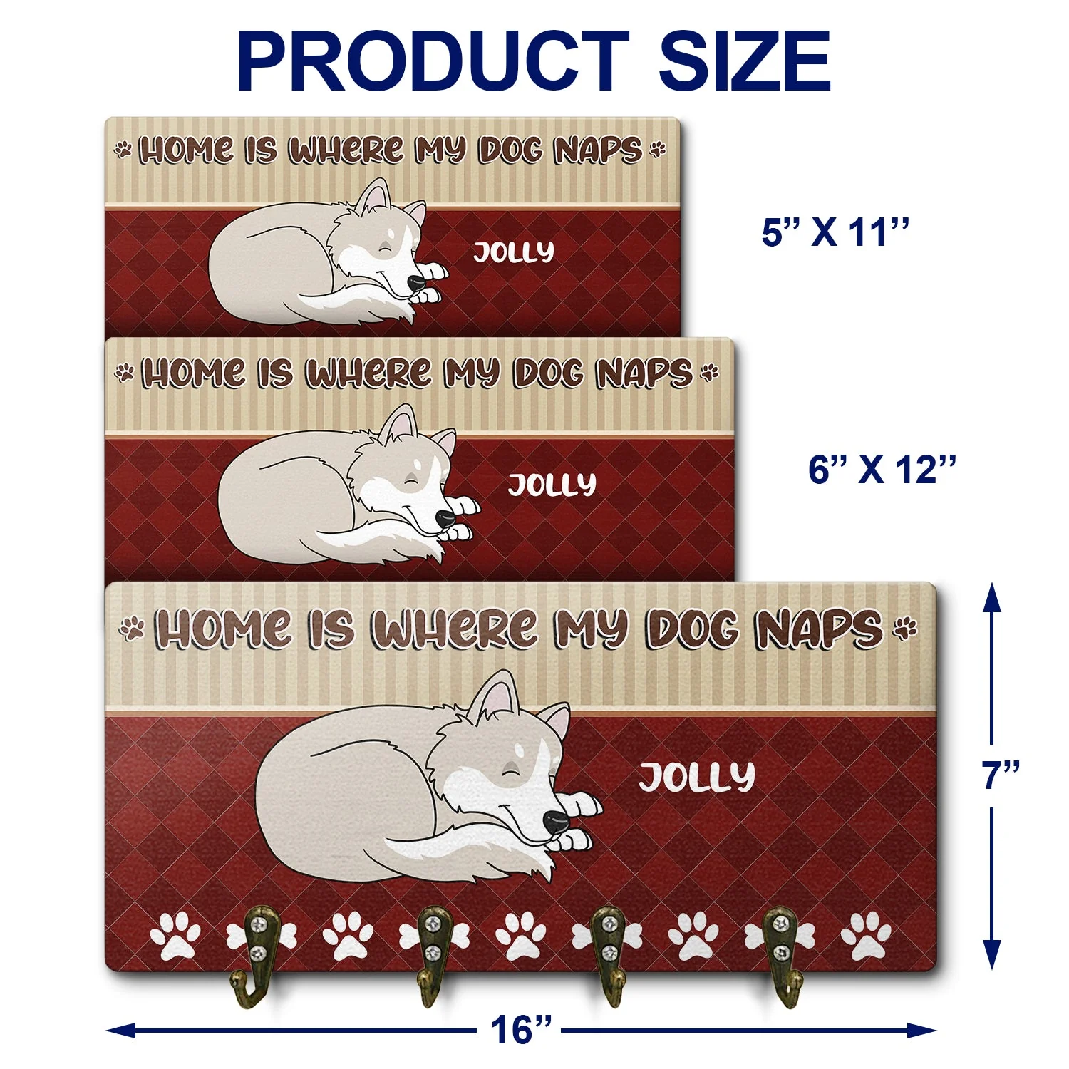 Home Is Where My Dog Naps - Gift For Dog Lovers - Personalized Custom Wood Key Holder - Image 4
