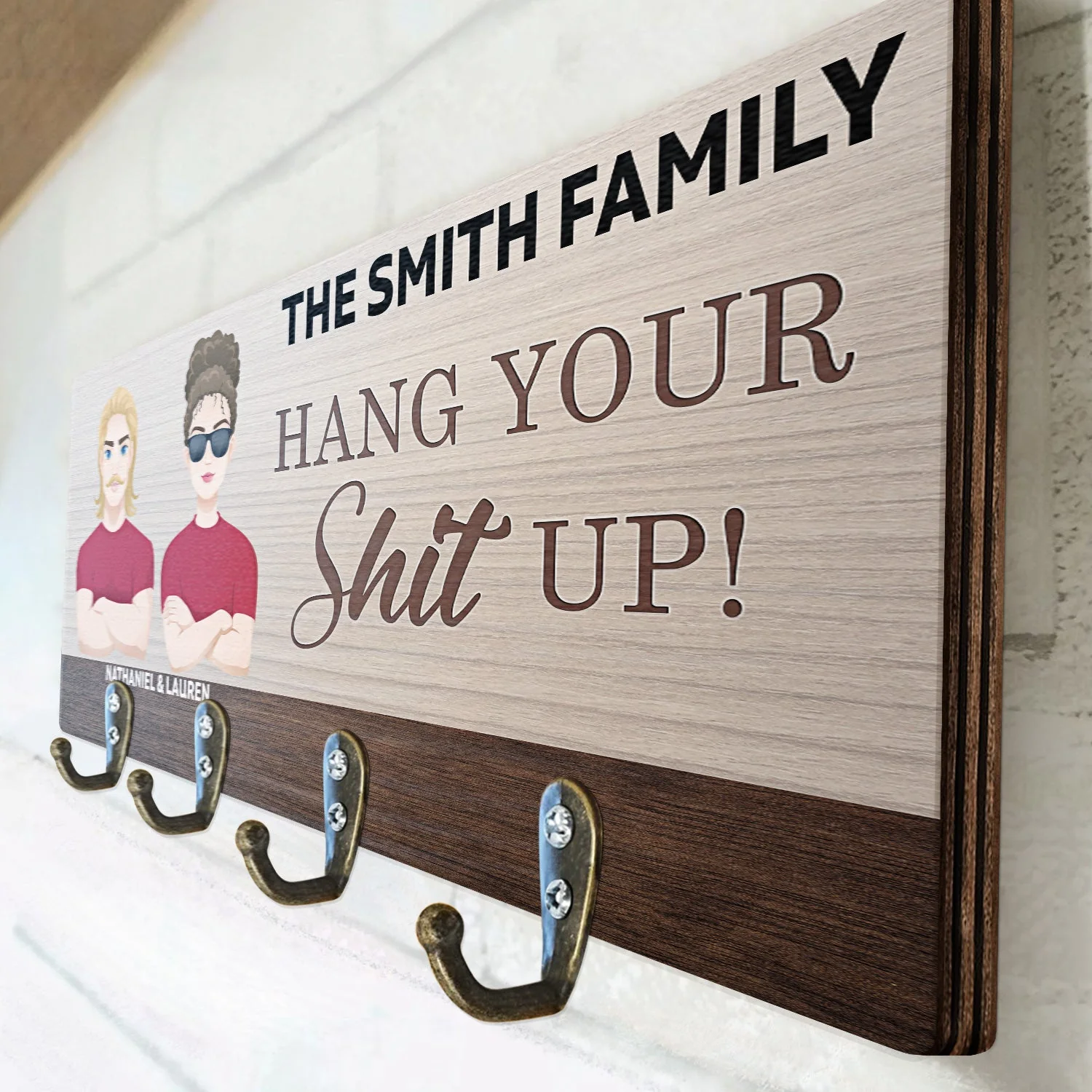 Home Is Where Our Bunch Of Crazies Are - Birthday, Decor, Housewarming, Anniversary, Funny Gift For Couple, Parents, Family - Personalized Wood Key Holder - Image 3