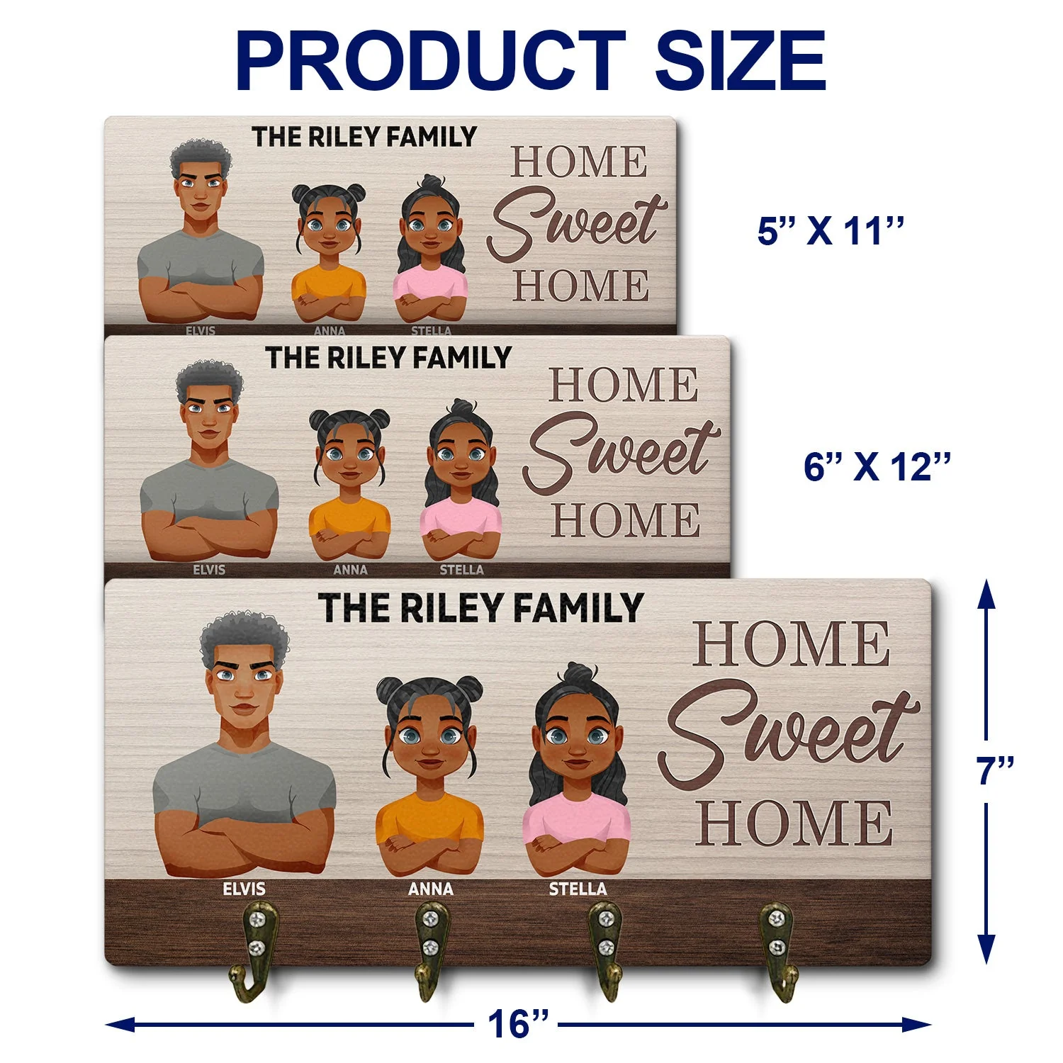 Home Is Where Our Bunch Of Crazies Are - Birthday, Decor, Housewarming, Anniversary, Funny Gift For Couple, Parents, Family - Personalized Wood Key Holder - Image 4