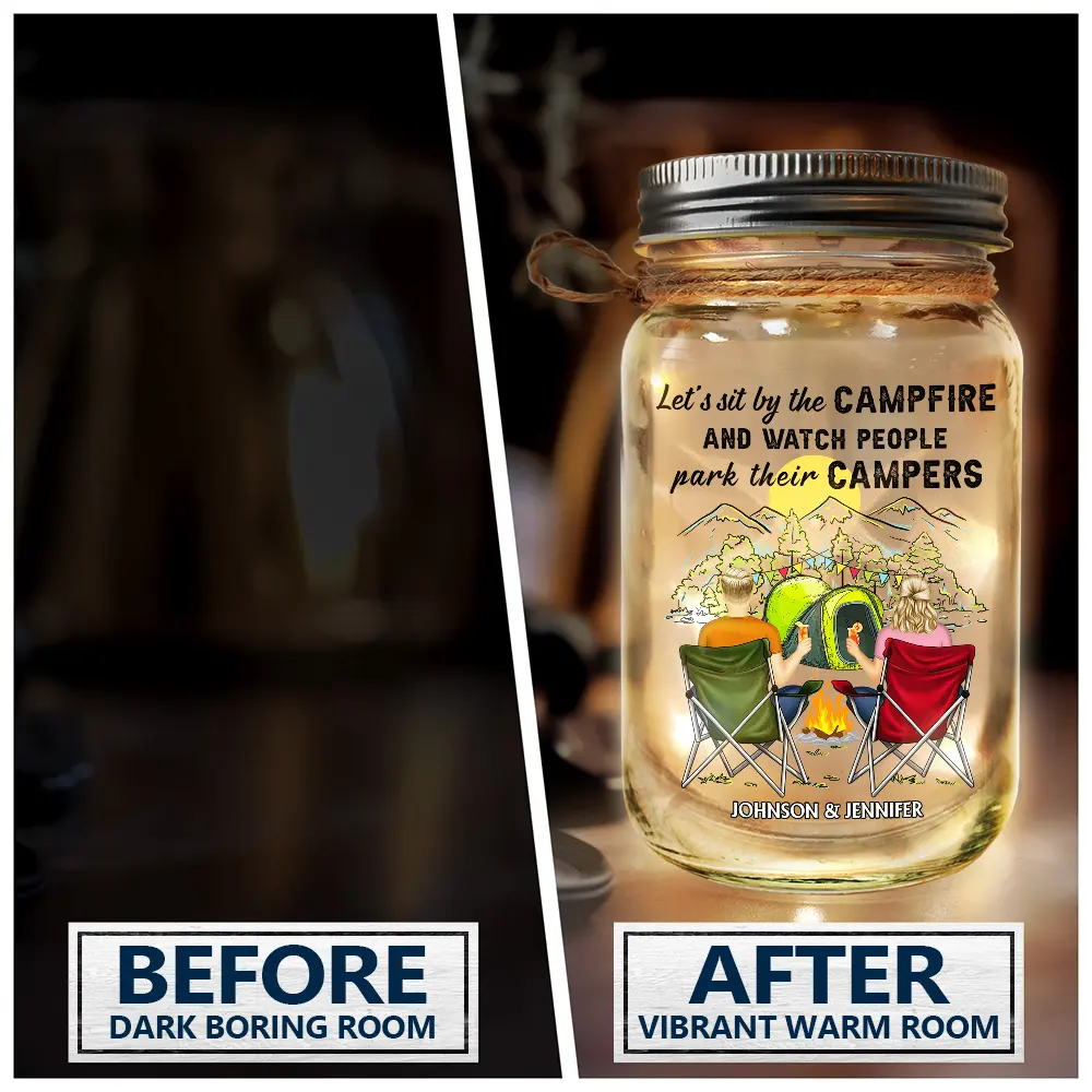 Home Is Where We Park It Camping - Personalized Mason Jar Light - Image 4