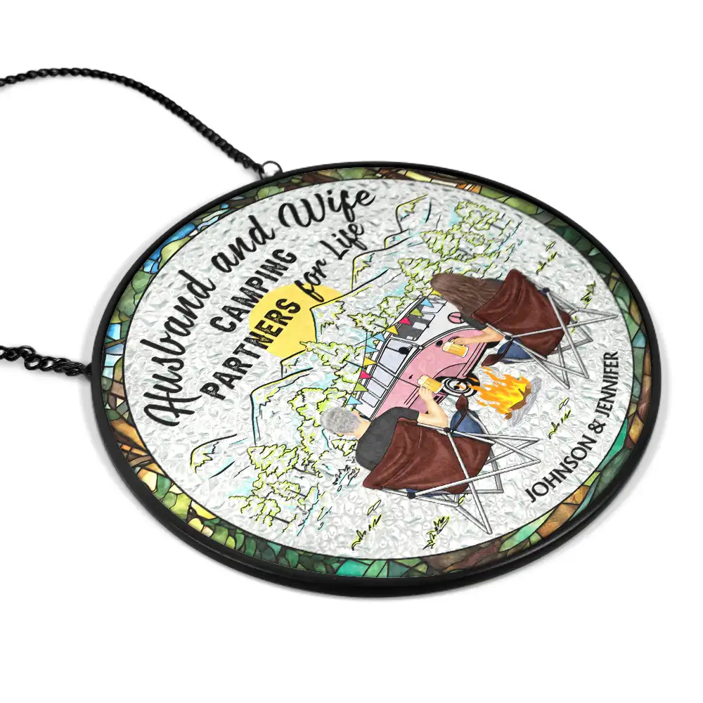Home Is Where We Park It Camping - Personalized Stained Glass Window Hanging Suncatcher - Image 2
