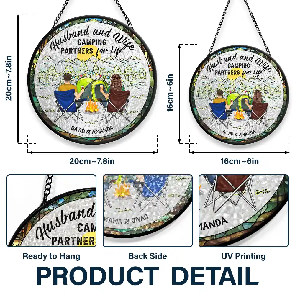 Home Is Where We Park It Camping - Personalized Stained Glass Window Hanging Suncatcher - Image 3