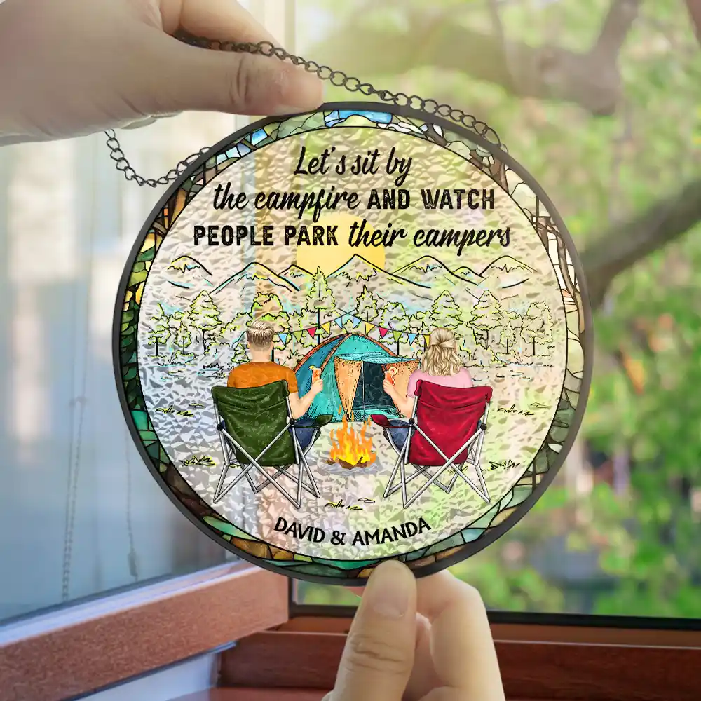 Home Is Where We Park It Camping - Personalized Stained Glass Window Hanging Suncatcher - Image 4