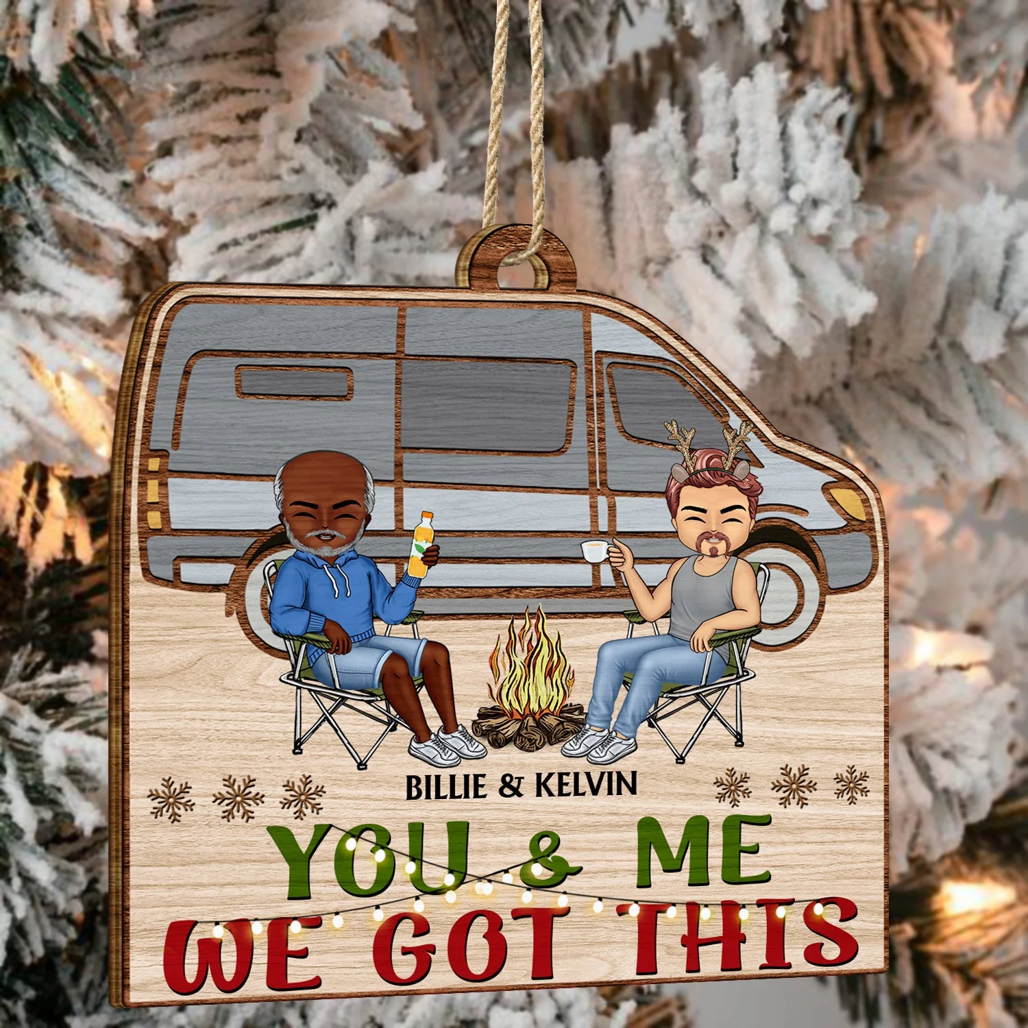 Home Is Where We Park It - Christmas Gifts For Couples, Camping Lovers - Personalized Custom Shaped Wooden Ornament - Image 4