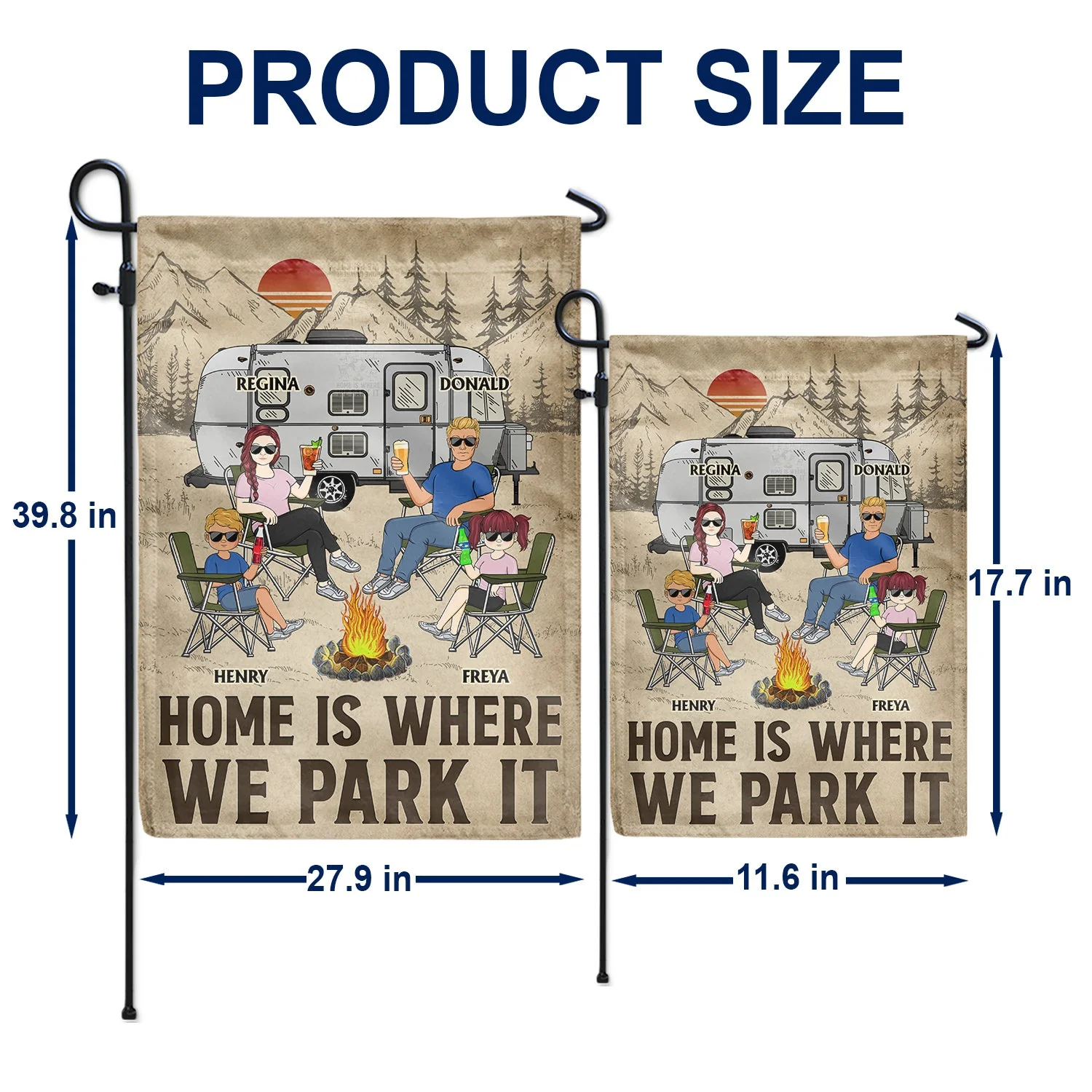 Home Is Where We Park It - Family Gifts For Couples, Husband, Wife, Camping Lovers - Personalized Flag - Image 5