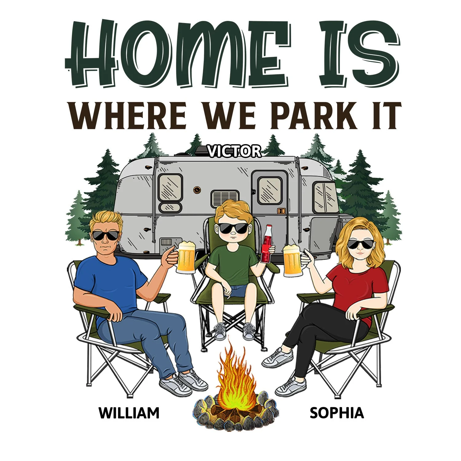Home Is Where We Park It - Gift For Camping Lovers, Campers, Family - Personalized Camping Decal, Decor Decal - Image 2
