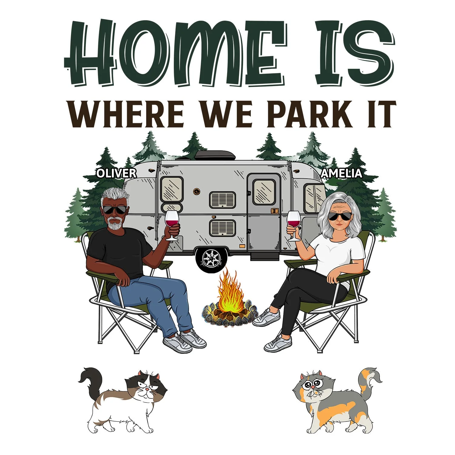 Home Is Where We Park It - Gift For Camping Lovers, Dog Lovers, Cat Lovers, Family - Personalized Camping Decal, Decor Decal - Image 2