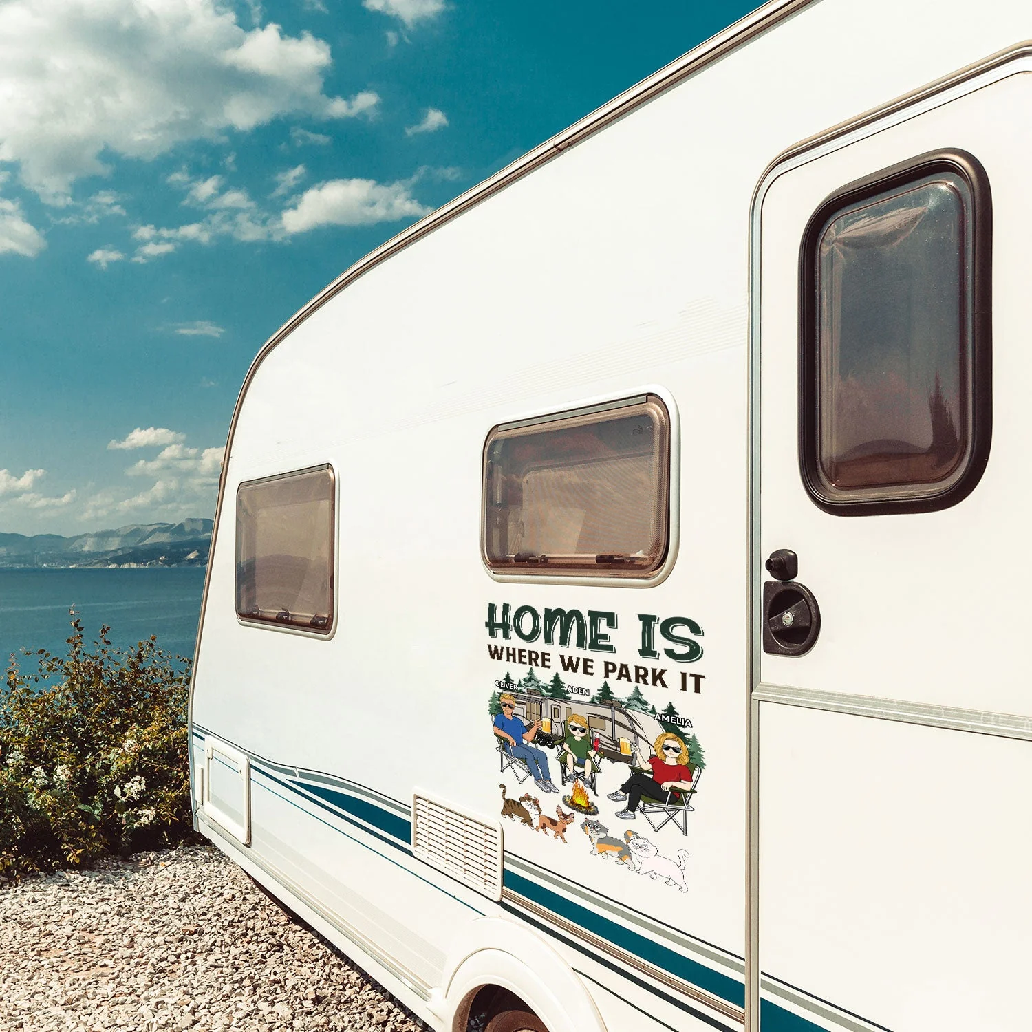 Home Is Where We Park It - Gift For Camping Lovers, Dog Lovers, Cat Lovers, Family - Personalized Camping Decal, Decor Decal - Image 3