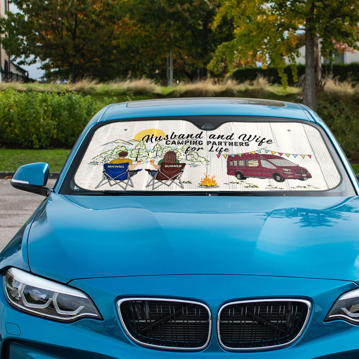 Home Is Where We Park It - Gift For Camping Lovers - Personalized Auto Sunshade - Image 2