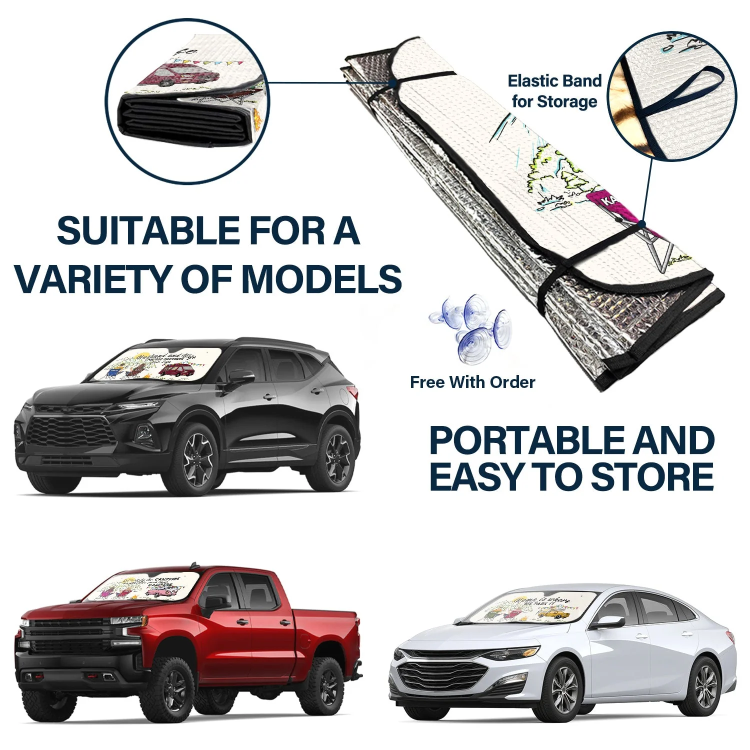 Home Is Where We Park It - Gift For Camping Lovers - Personalized Auto Sunshade - Image 5