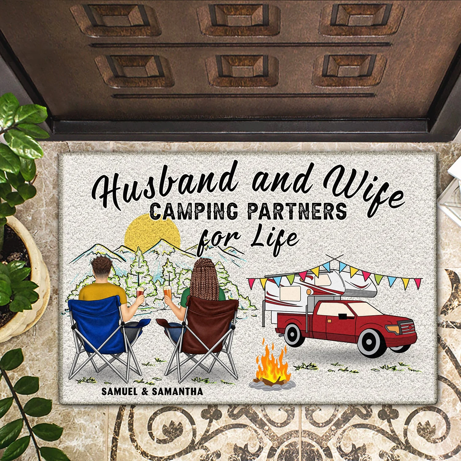 Home Is Where We Park It - Gift For Camping Lovers - Personalized Custom Doormat - Image 2