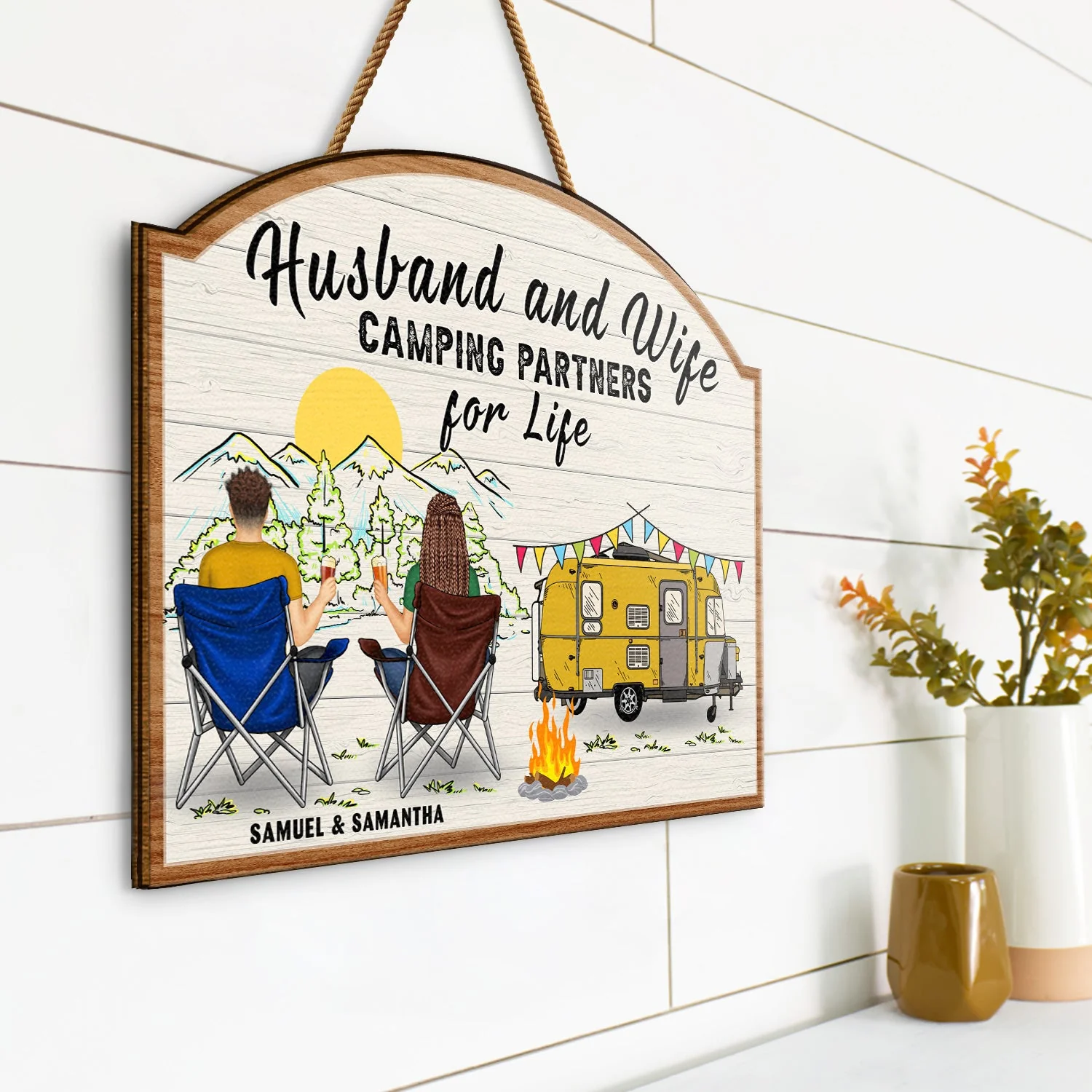 Home Is Where We Park It - Gift For Camping Lovers - Personalized Custom Shaped Wood Sign - Image 2
