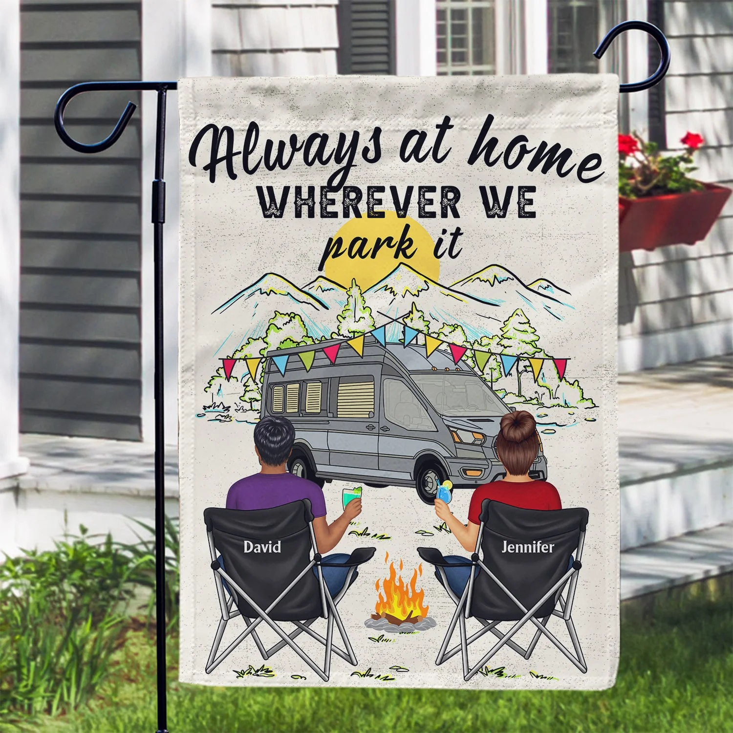 Home Is Where We Park It - Gift For Camping Lovers - Personalized Flag - Image 3