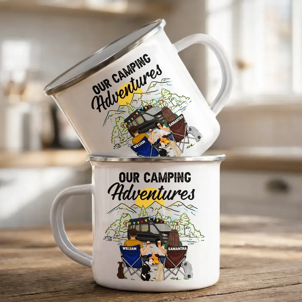 Home Is Where We Park It You And Me And The Dogs - Personalized Enamel Mug - Image 2