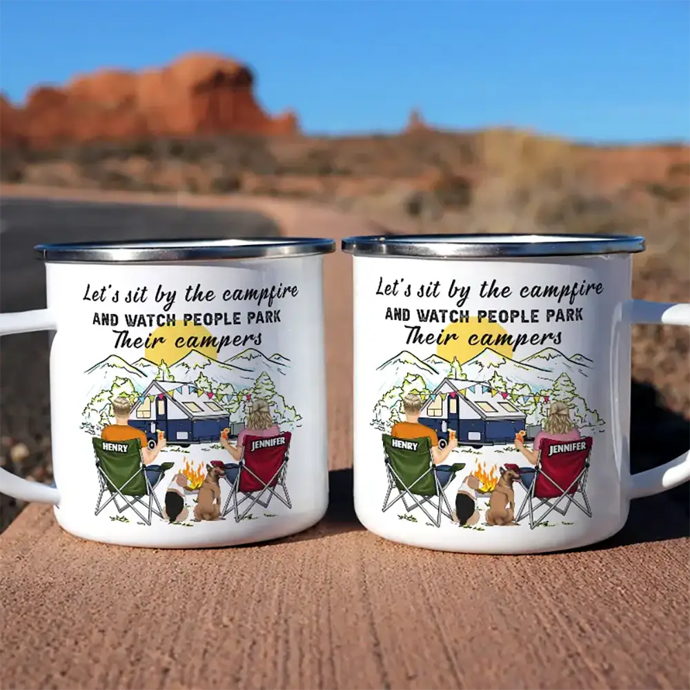 Home Is Where We Park It You And Me And The Dogs - Personalized Enamel Mug - Image 6