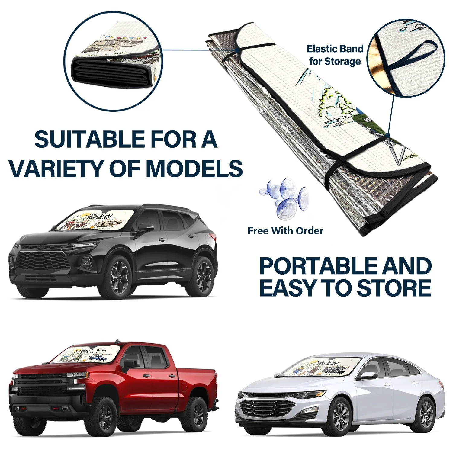 Home Is Where We Park It You And Me And The Dogs - Gift For Camping Lovers - Personalized Auto Sunshade - Image 5