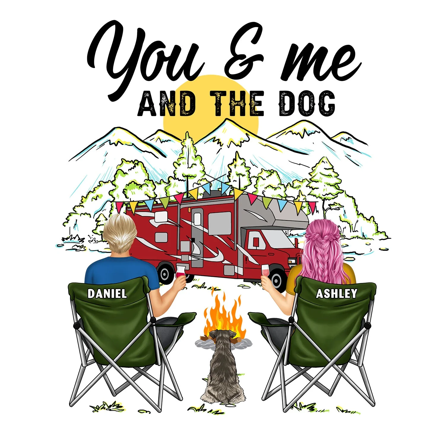 Home Is Where We Park It You And Me And The Dogs - Gift For Camping Lovers - Personalized Camping Decal, Decor Decal - Image 2