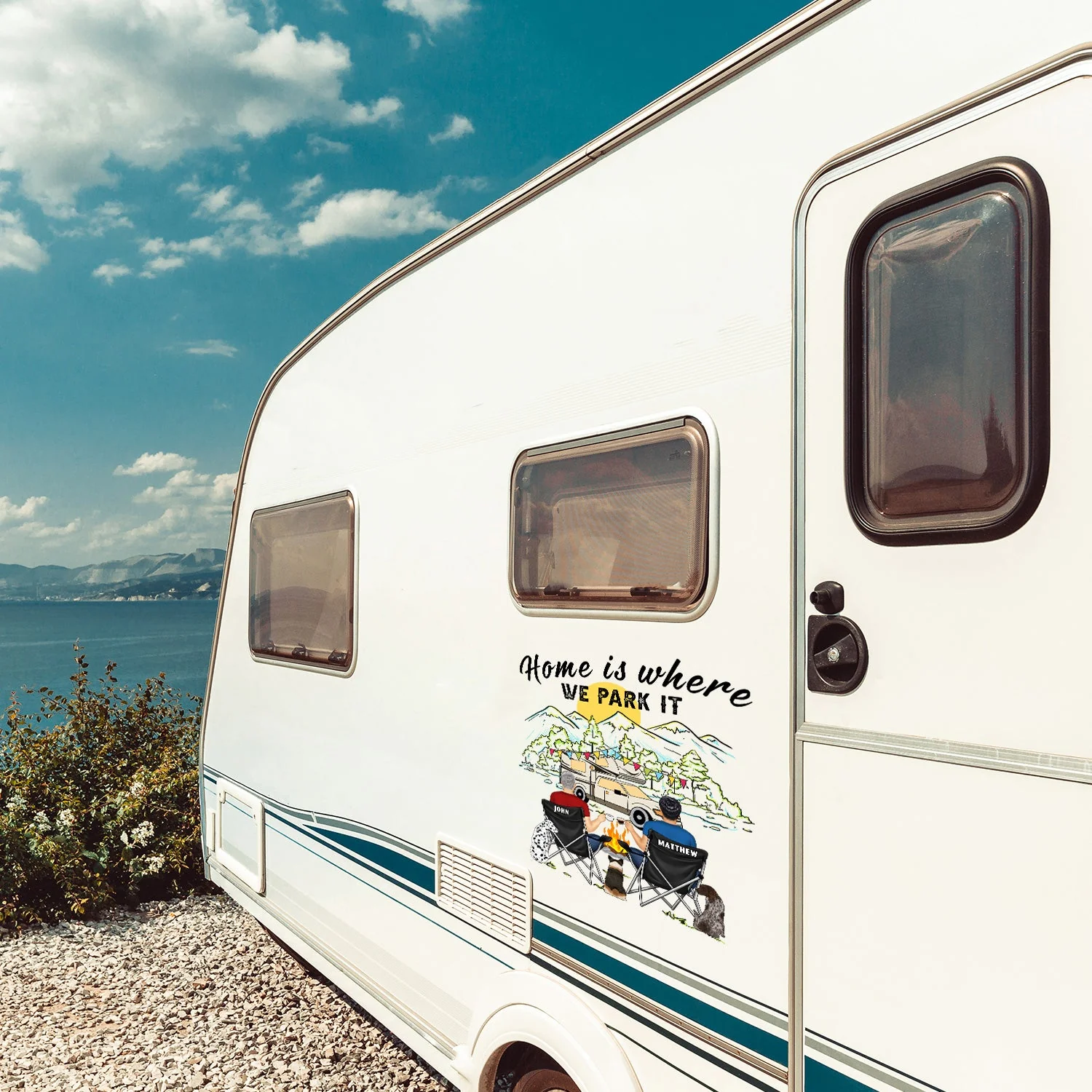 Home Is Where We Park It You And Me And The Dogs - Gift For Camping Lovers - Personalized Camping Decal, Decor Decal - Image 3