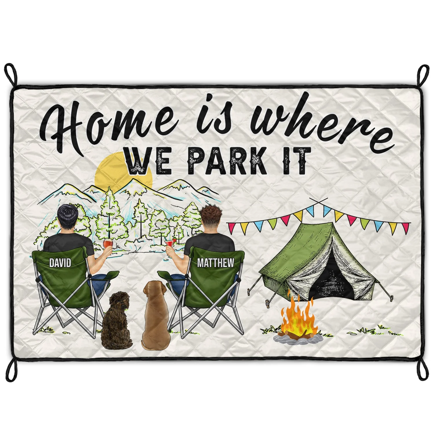 Home Is Where We Park It You And Me And The Dogs - Gift For Camping Lovers - Personalized Outdoor Waterproof Camping Picnic Blanket - Image 2
