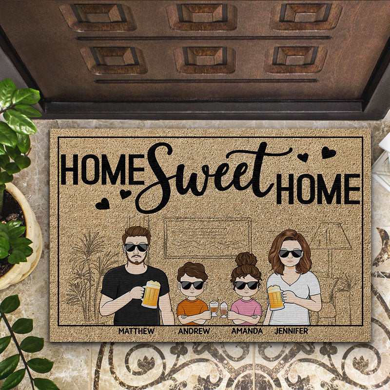 Home Sweet Home Couple Husband Wife Family - Personalized Custom Doormat - Image 2