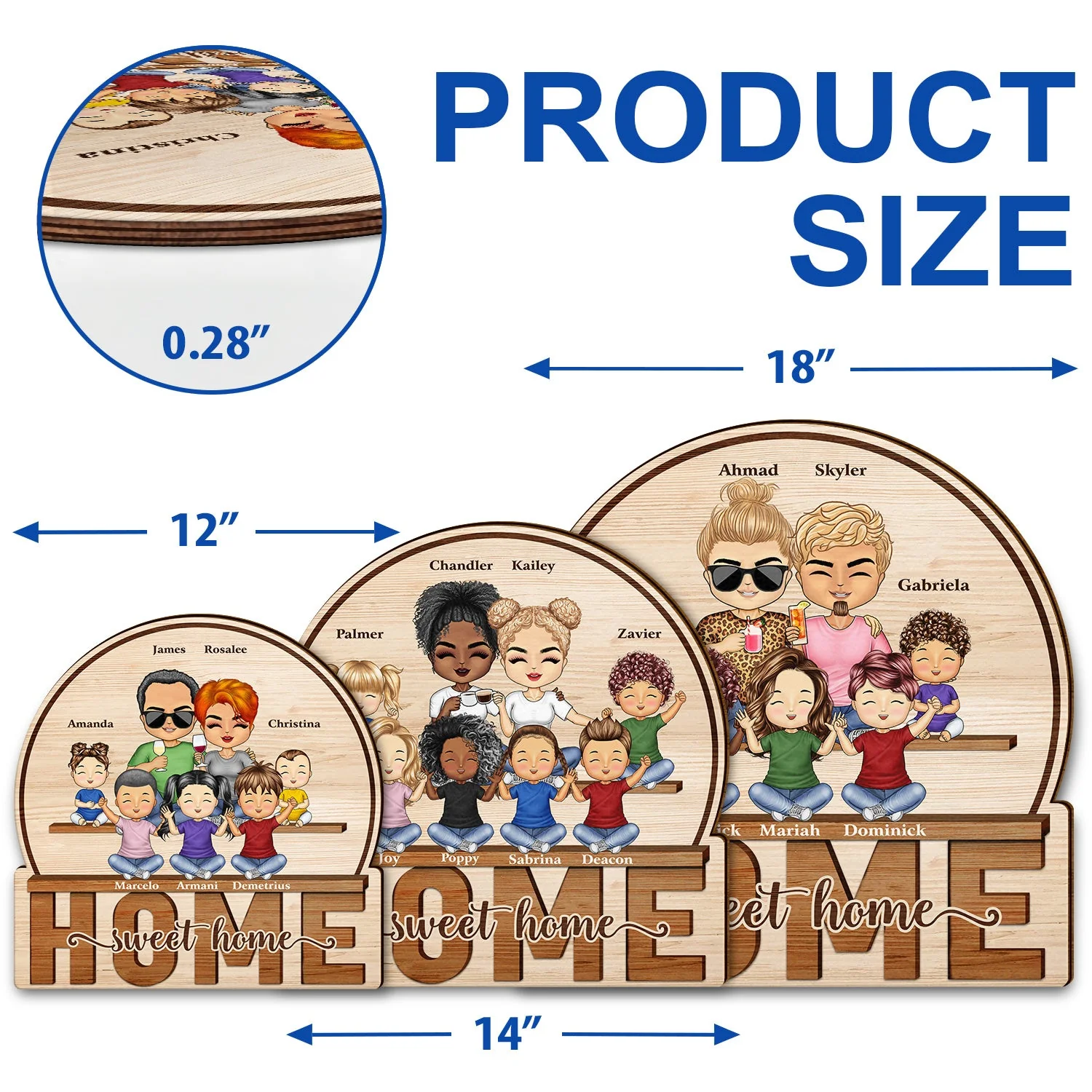 Home Sweet Home Couple Parents And Kids - Gift For Family - Personalized Custom Shaped Wood Sign - Image 5