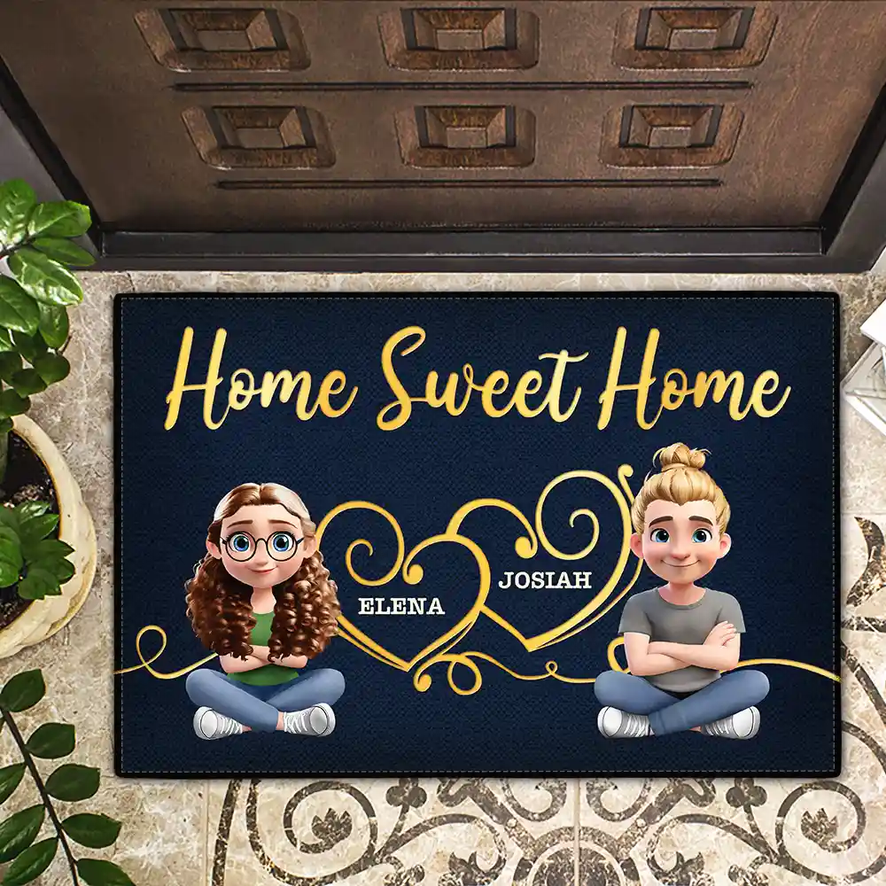 Home Sweet Home Couple - Personalized Doormat - Image 2