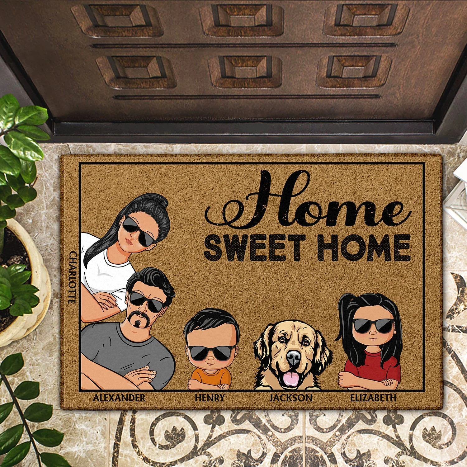 Home Sweet Home Couples Family Cats Dogs - Home Decor, Birthday, Housewarming Gift For Family - Personalized Custom Doormat - Image 2