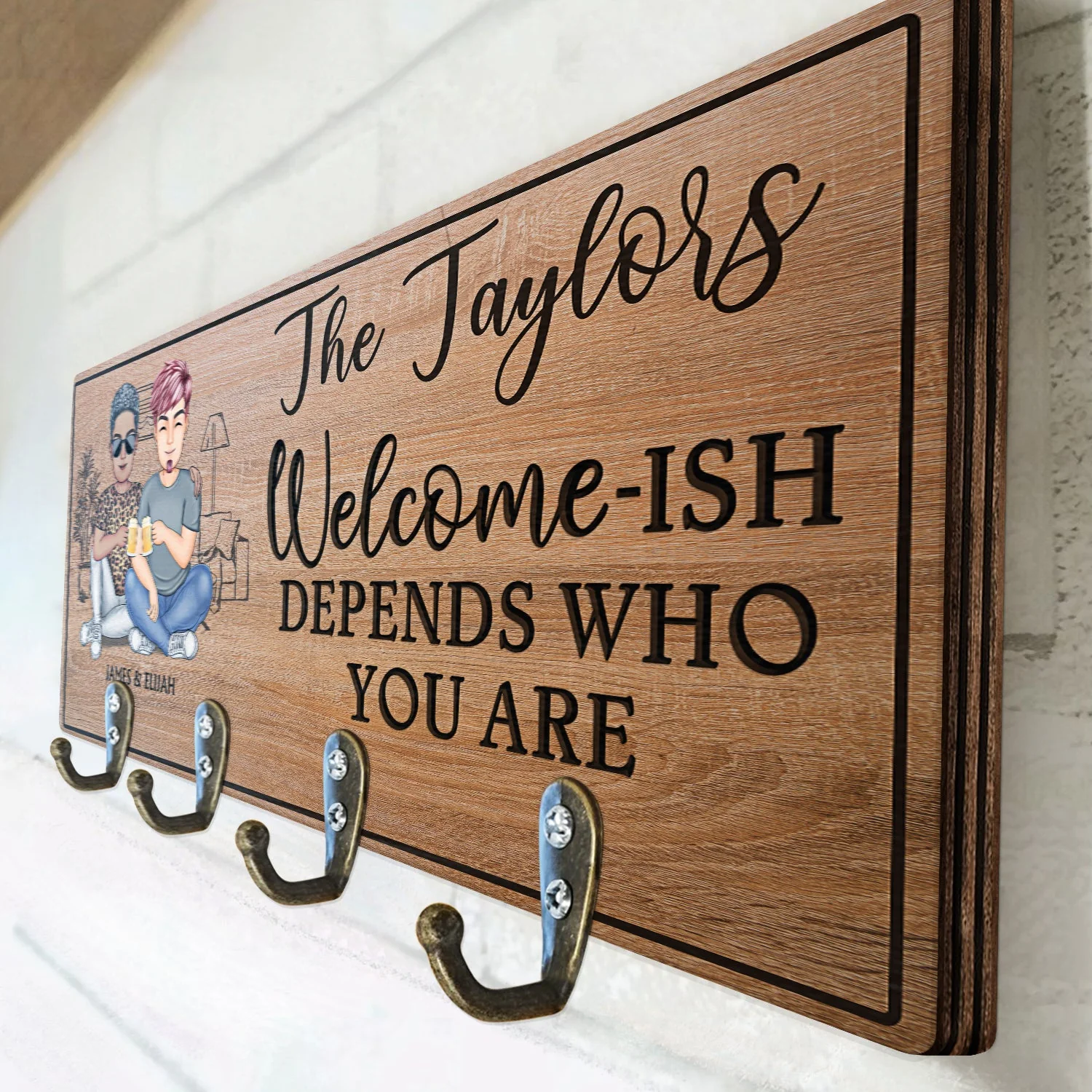 Home Sweet Home Family - Anniversary, Home Decor Gift For Spouse, Lover, Husband, Wife, Boyfriend, Girlfriend, Couple - Personalized Custom Wood Key Holder - Image 3