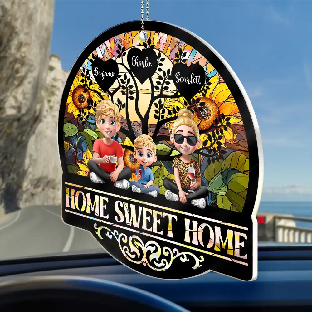 Home Sweet Home Family - Personalized Acrylic Car Hanger - Image 2