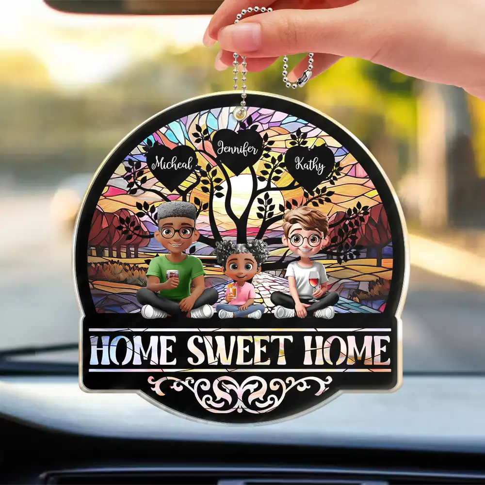 Home Sweet Home Family - Personalized Acrylic Car Hanger - Image 3