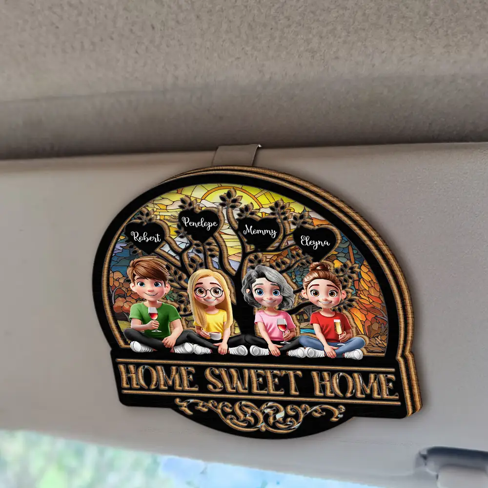 Home Sweet Home Family - Personalized Custom Shaped Car Visor Clip - Image 2