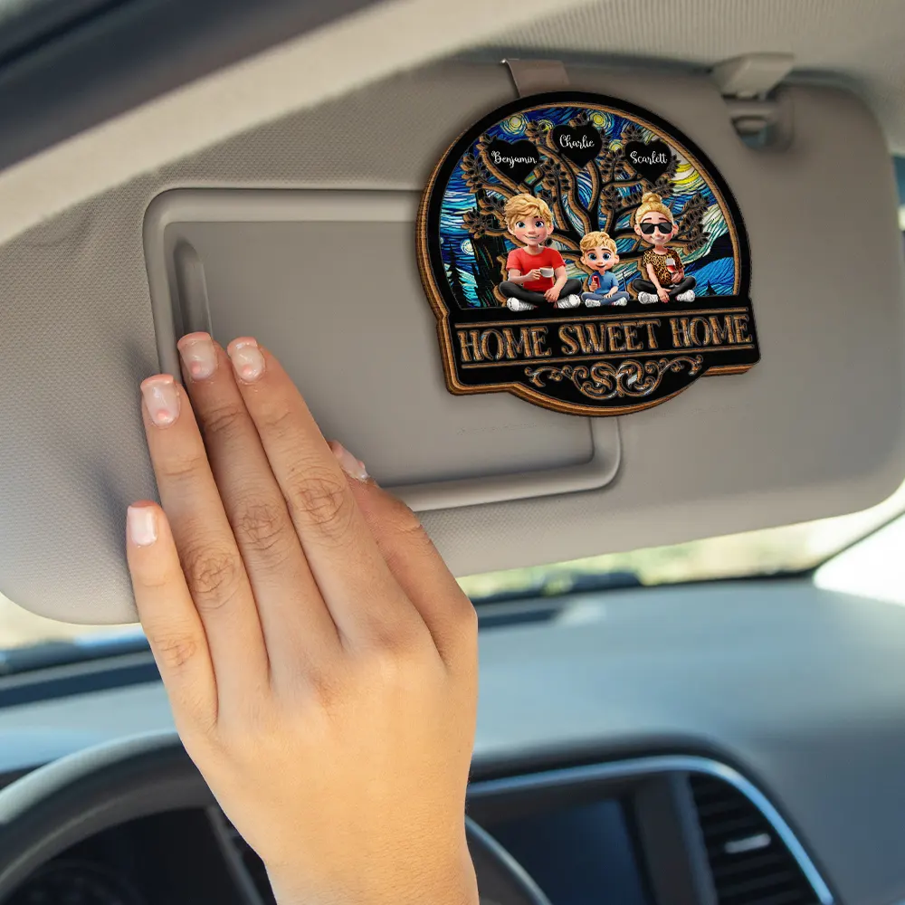 Home Sweet Home Family - Personalized Custom Shaped Car Visor Clip - Image 4