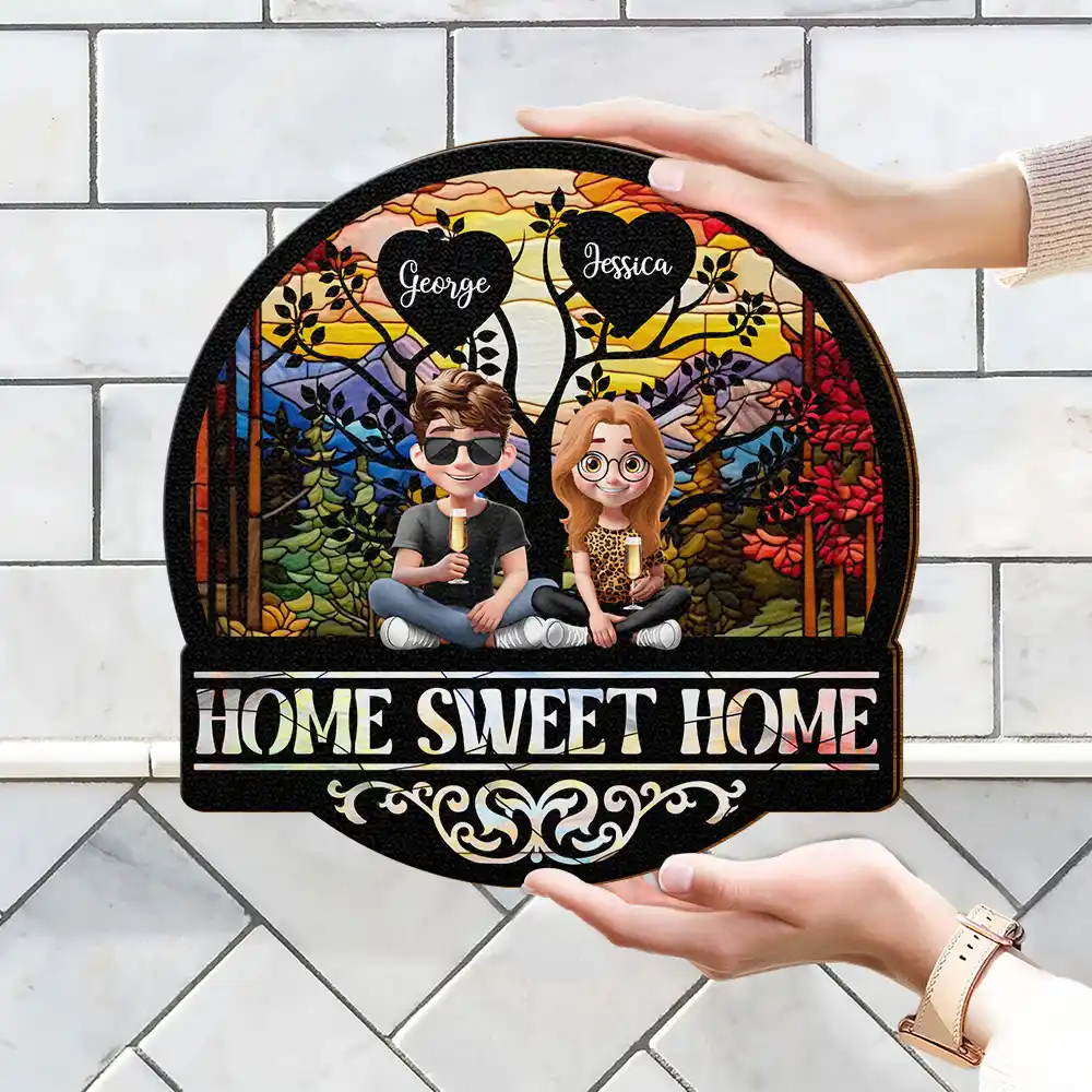 Home Sweet Home Family - Personalized Custom Shaped Wood Sign - Image 4