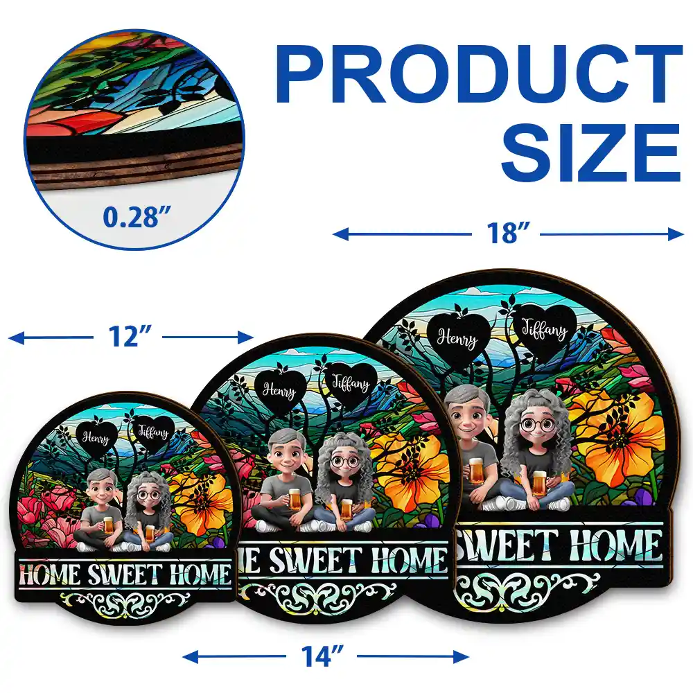 Home Sweet Home Family - Personalized Custom Shaped Wood Sign - Image 5