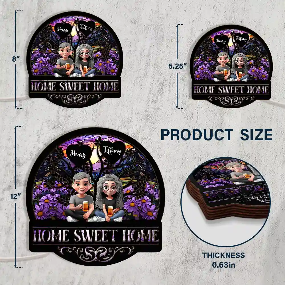 Home Sweet Home Family - Personalized LED Light Wooden Plaque - Image 4