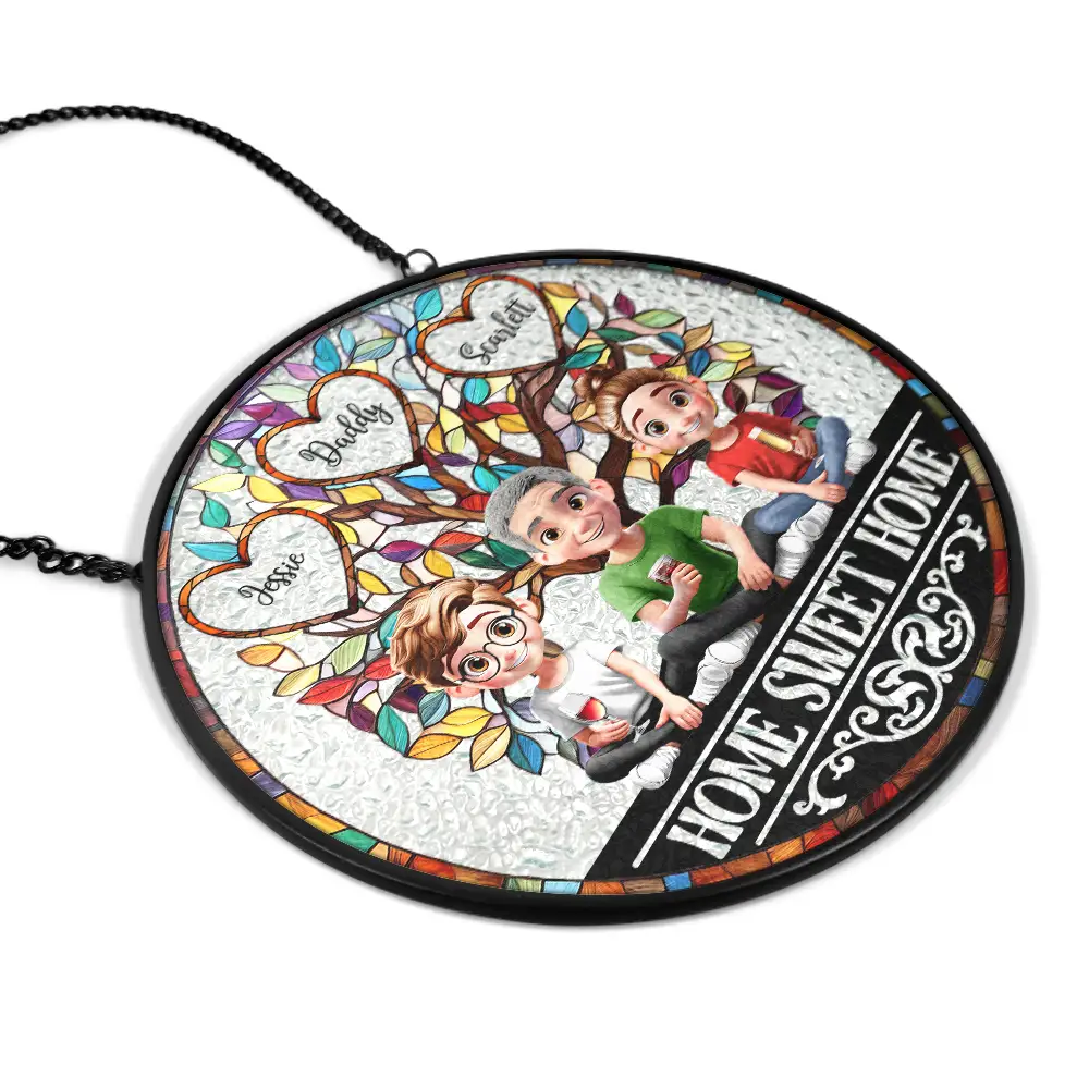 Home Sweet Home Family - Personalized Stained Glass Window Hanging Suncatcher - Image 2