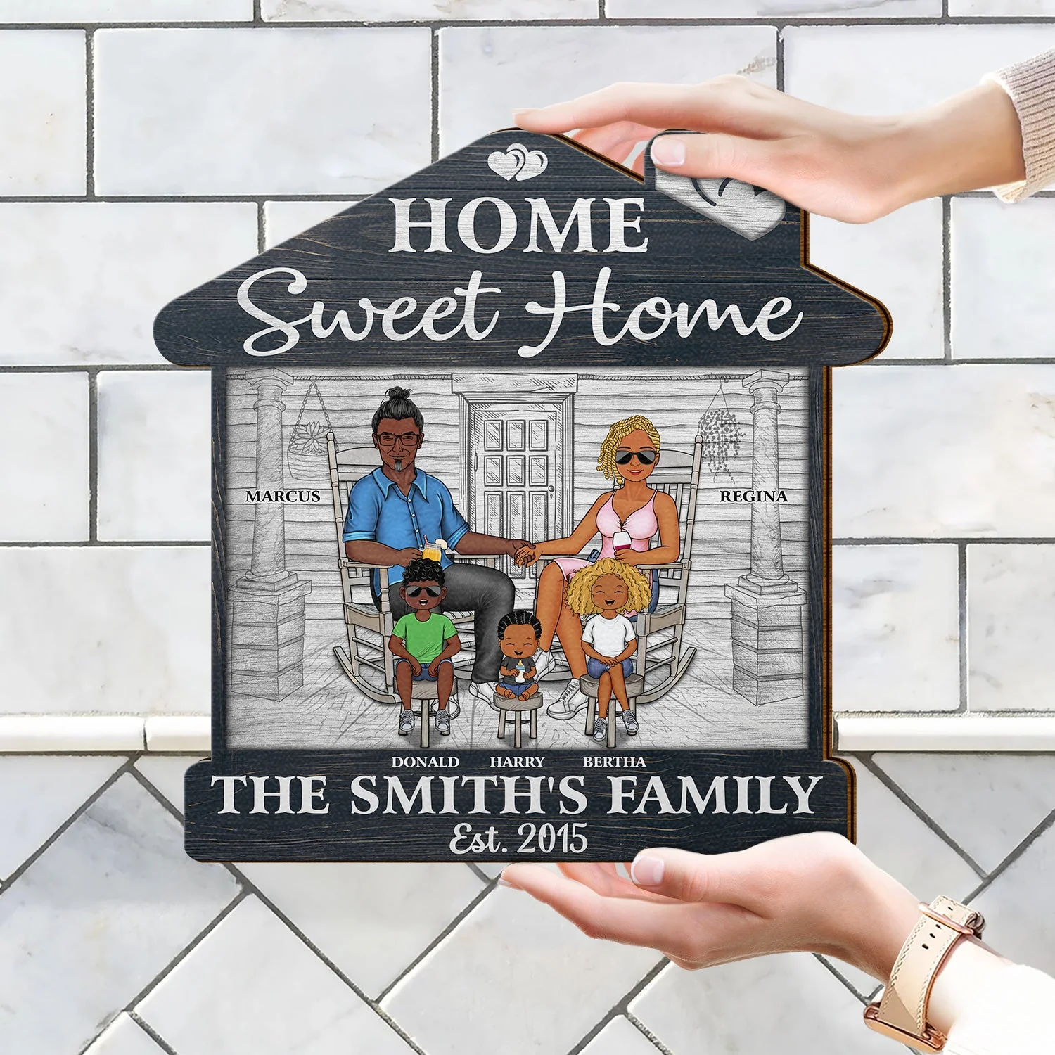 Home Sweet Home - Outdoor, Home Decor Gift For Family, Husband, Wife, Couple - Personalized Custom Shaped Wood Sign - Image 4