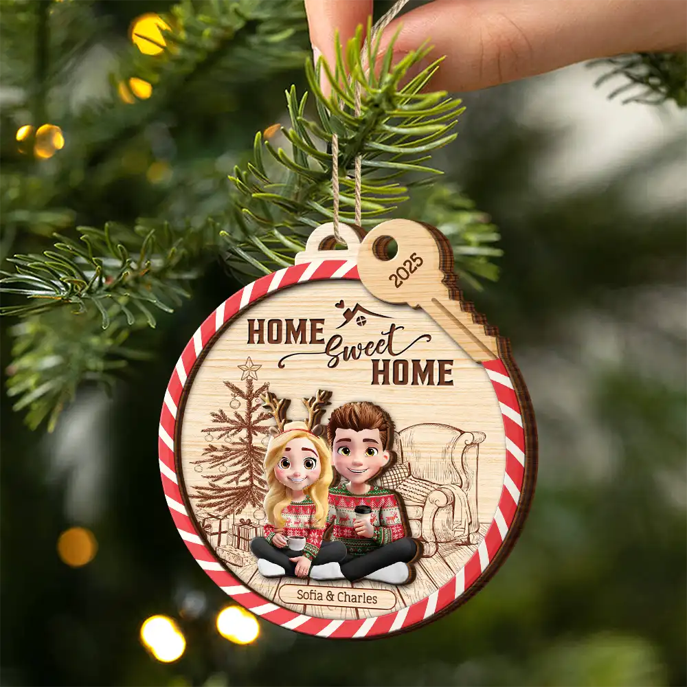 Home Sweet Home - Personalized 2-Layered Wooden Ornament - Image 2